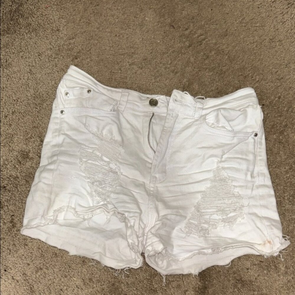 Distressed White Jean Shorts for Women